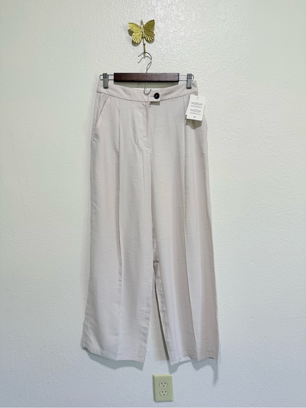 H&M Light Beige Wide Leg Trousers size 4